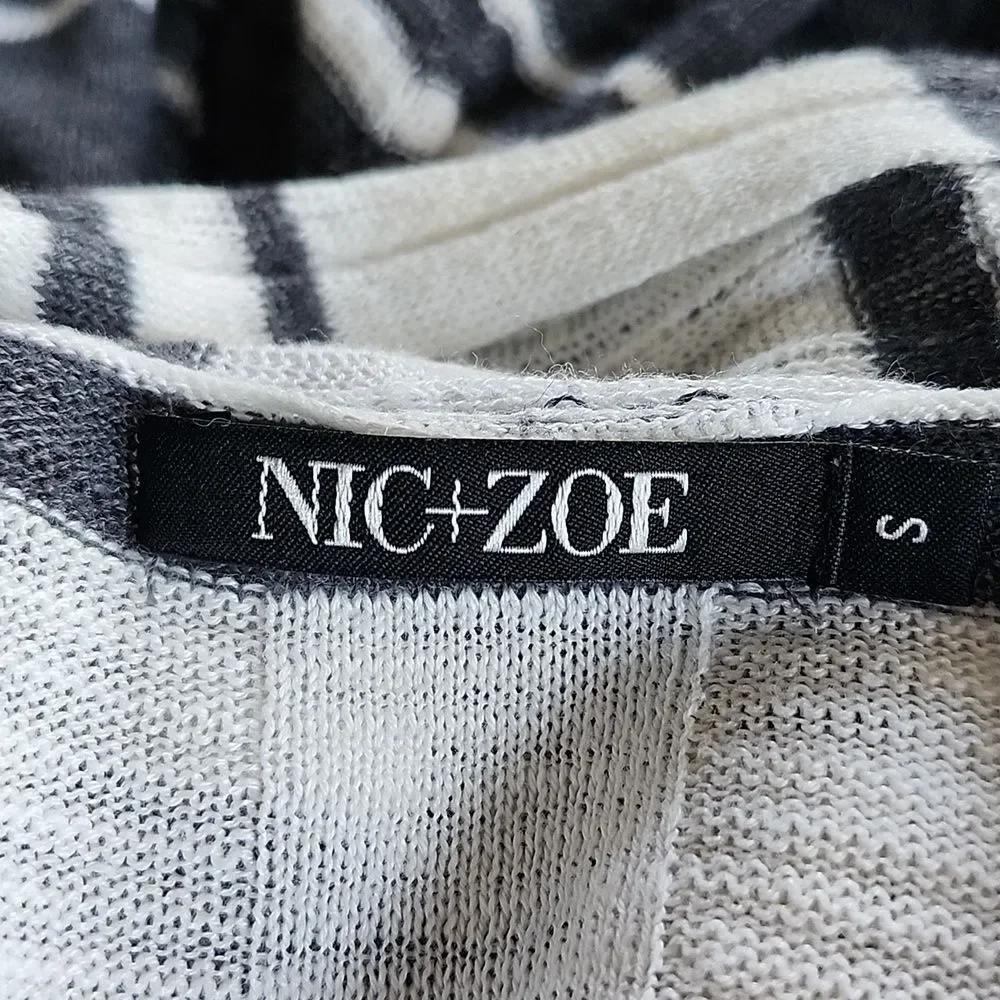 NIC+ZOE  Flyaway Linen Blend Waterfall Drape Boho Hippie‎ Cardigan Size Small